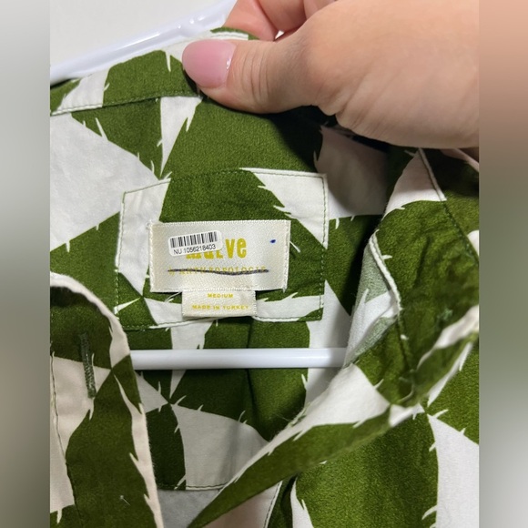 Maeve Green and White Geometric Midi Dress - Picture 13 of 16